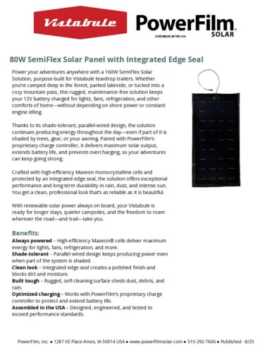80W Semiflex Solar Panel With Integrated Edge Seal Spec Sheet Vistabule 2 Pdf - Vistabule